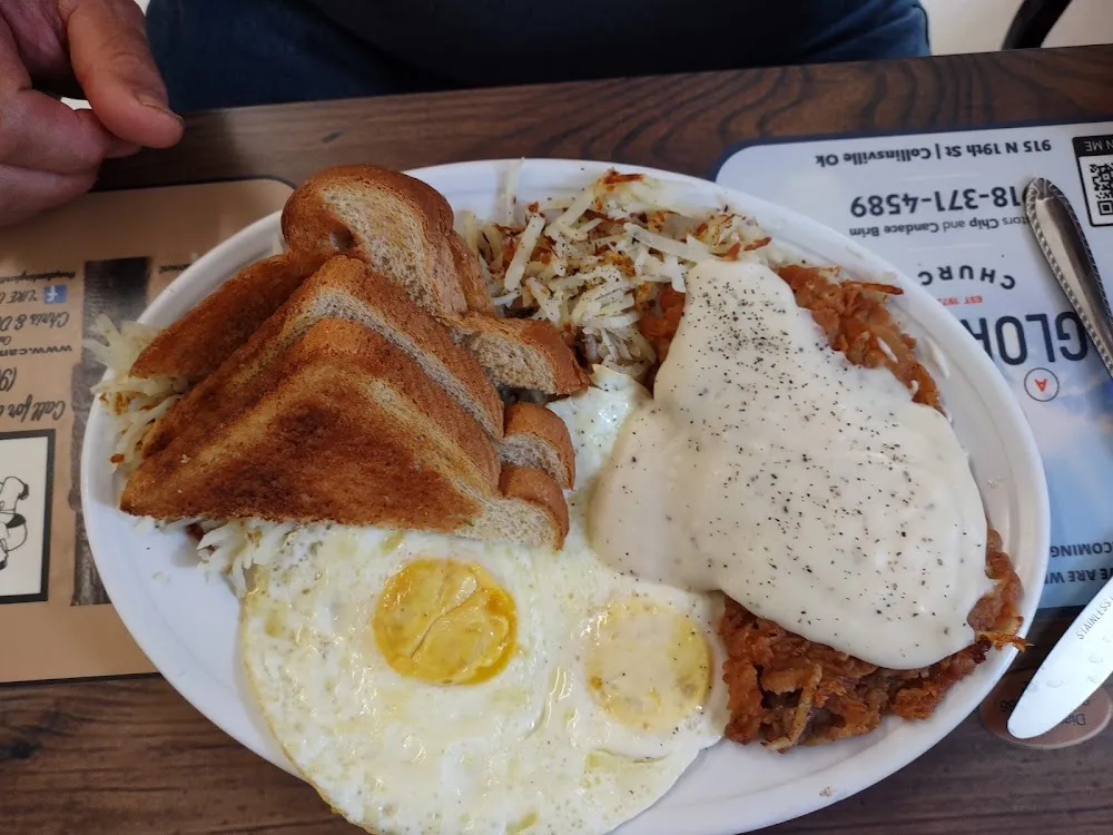 Chicken Fried Steak and Eggs and Toast